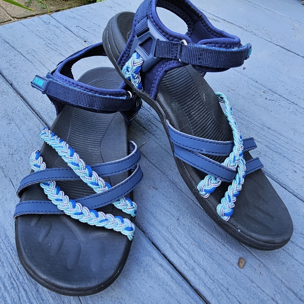 DUINN Hiking Sport Walk Sandal Adjustable Straps Blue Women's Size 8 US - 38 EU